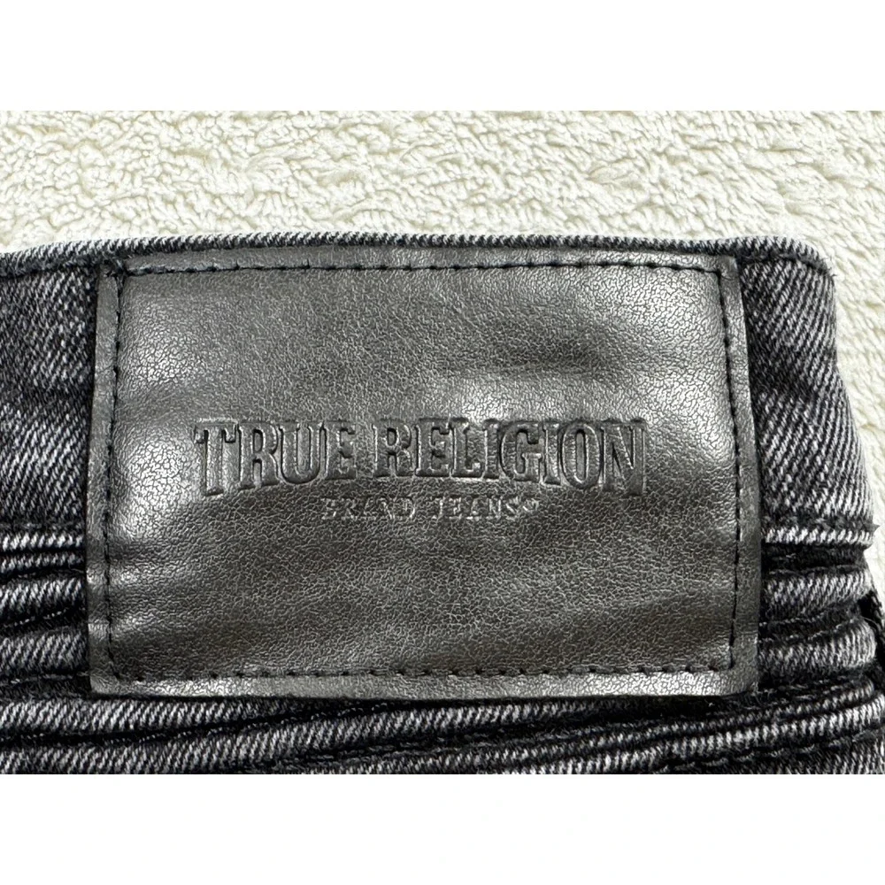 True Religion Mens Rocco Moto Relaxed Skinny Black Jeans 29 Meas: 30x31.5